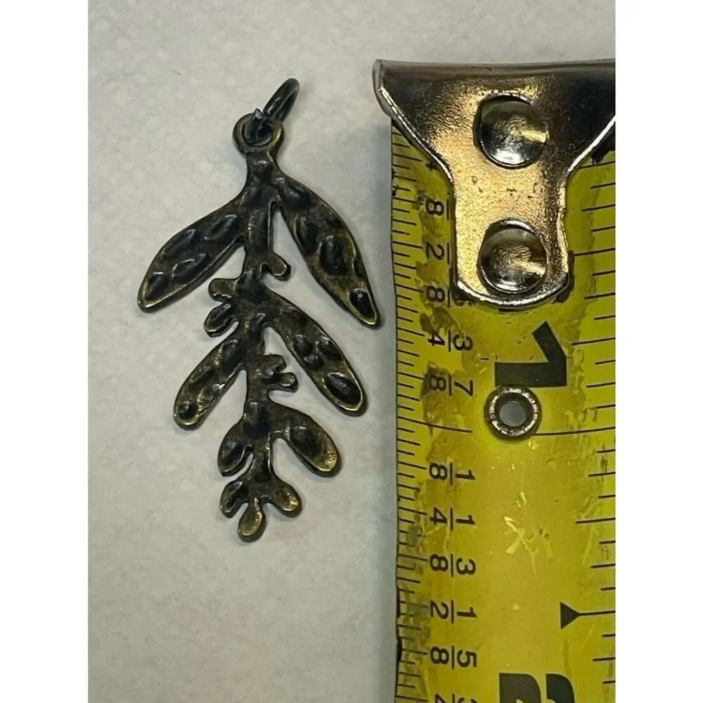 Bohemian Small Brown Brass Metal Leaf Pendant